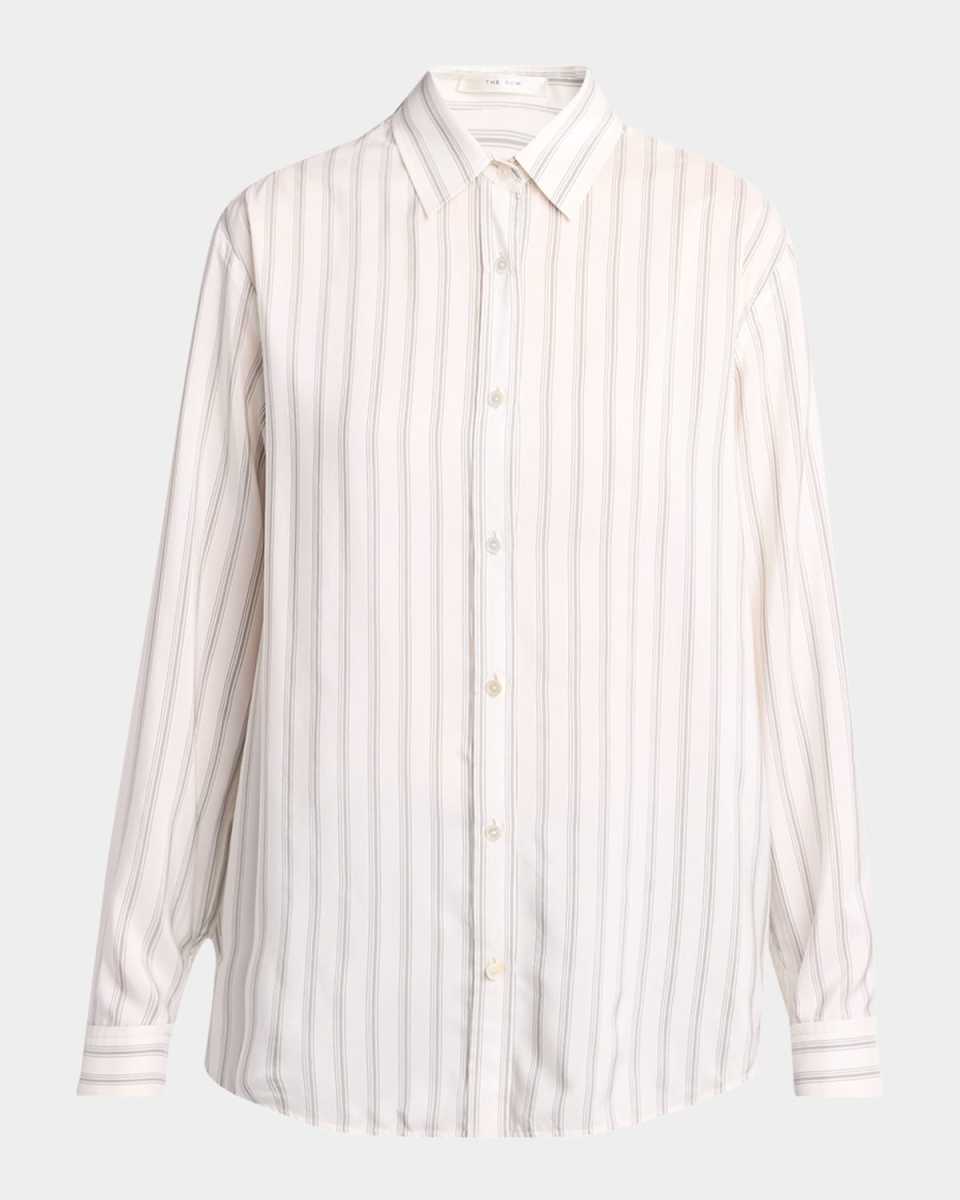 Eirlys Striped Silk Button-Down Shirt